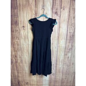 Merokeety Midi Tiered Ruched Dress Black Women's Size S